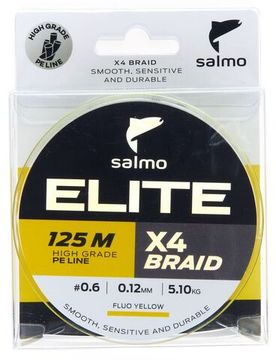 Леска плетёная Salmo Elite х4 BRAID Fluo Yellow 125 м, 0,12 мм