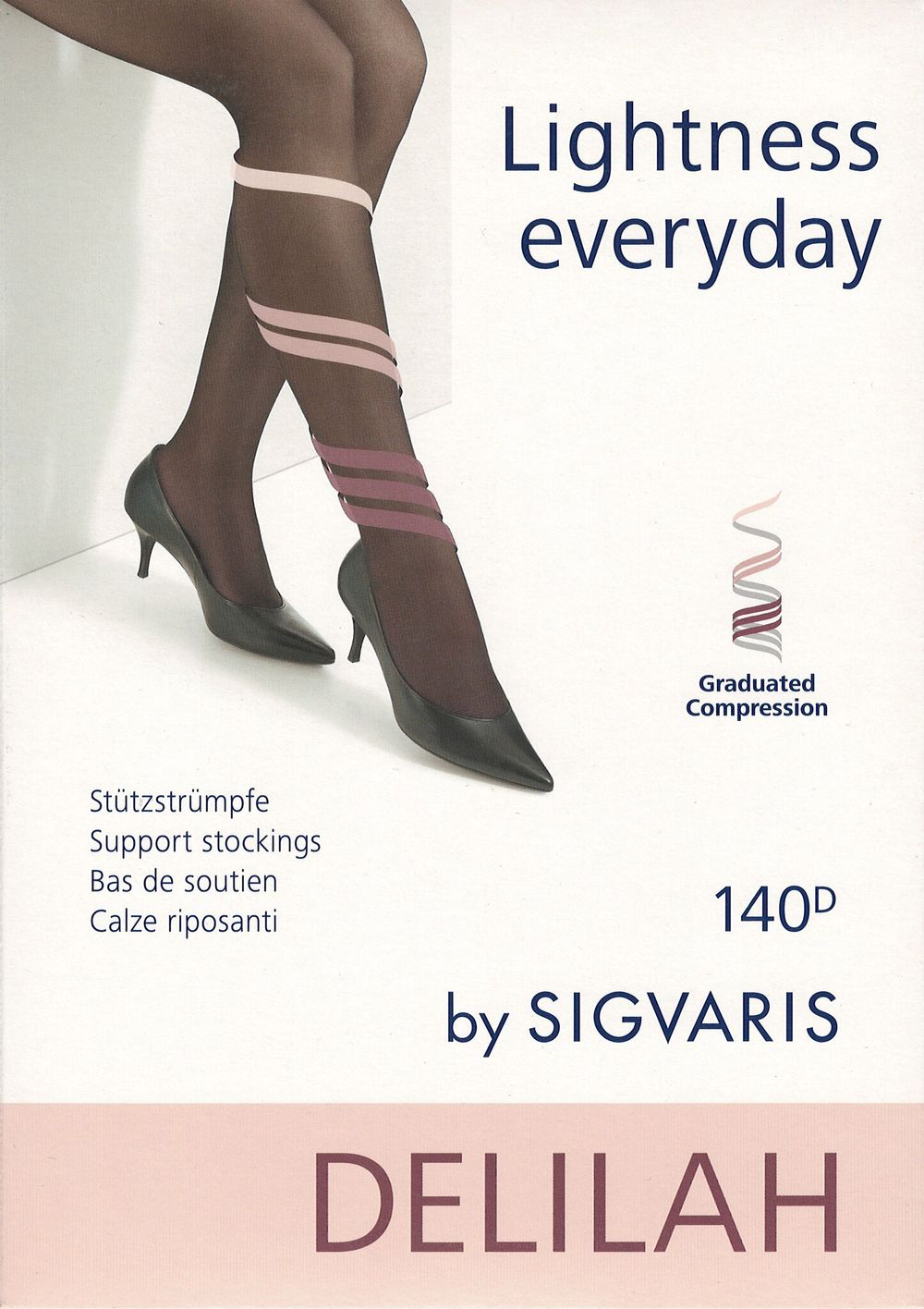 Чулки до паха Sigvaris Delilah, 70 DEN, закрытый мысок