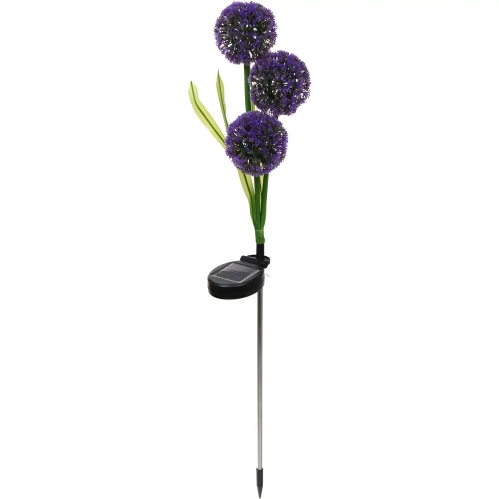 Светильник на солн.батарее (фигура на спице с подсветкой) «Одуванчики» 75 см, Фиолетовый (свечение мультицвет)