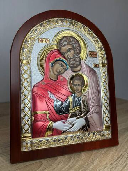 Св. Семейство, икона арочная, красное дерево, эмаль 175х225