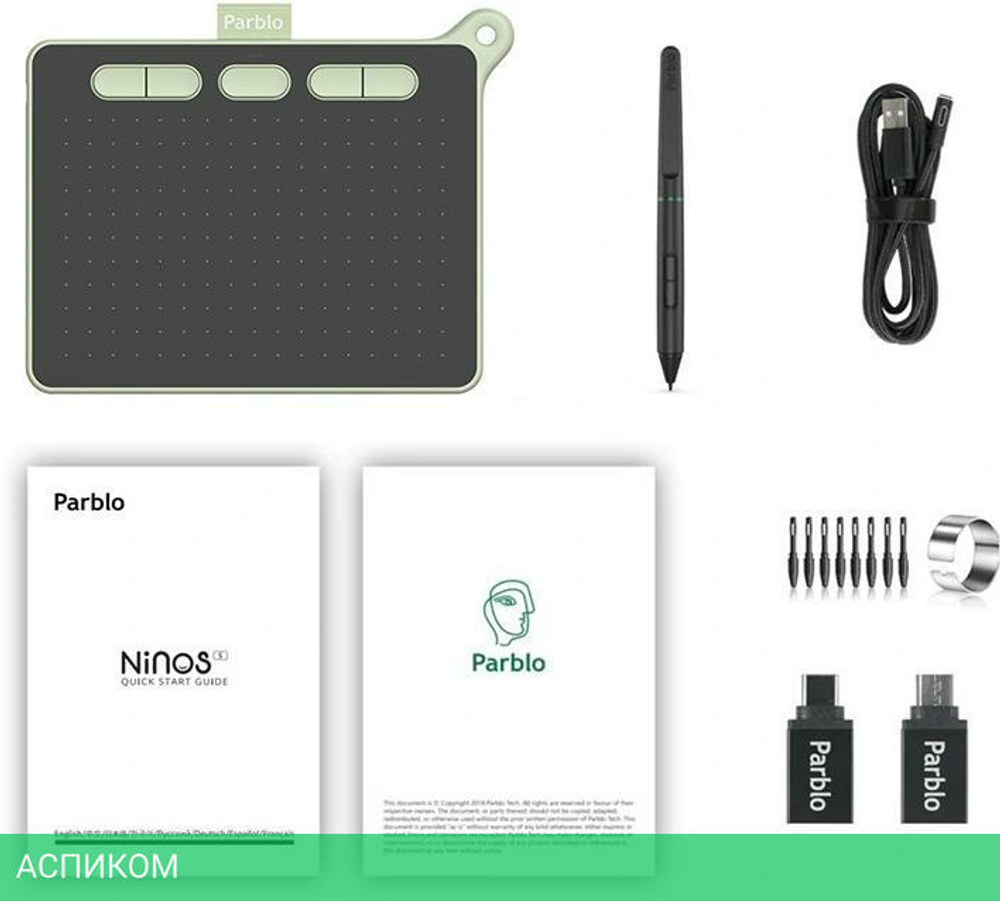 Графический планшет Parblo Ninos S Green