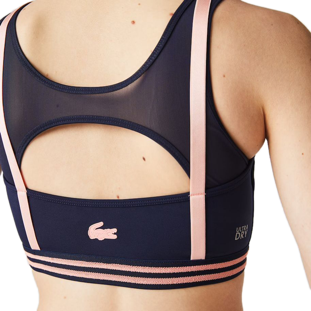 ТОП теннисный Lacoste Contrast Accents And Cut-Outs Sports Bra - небесный