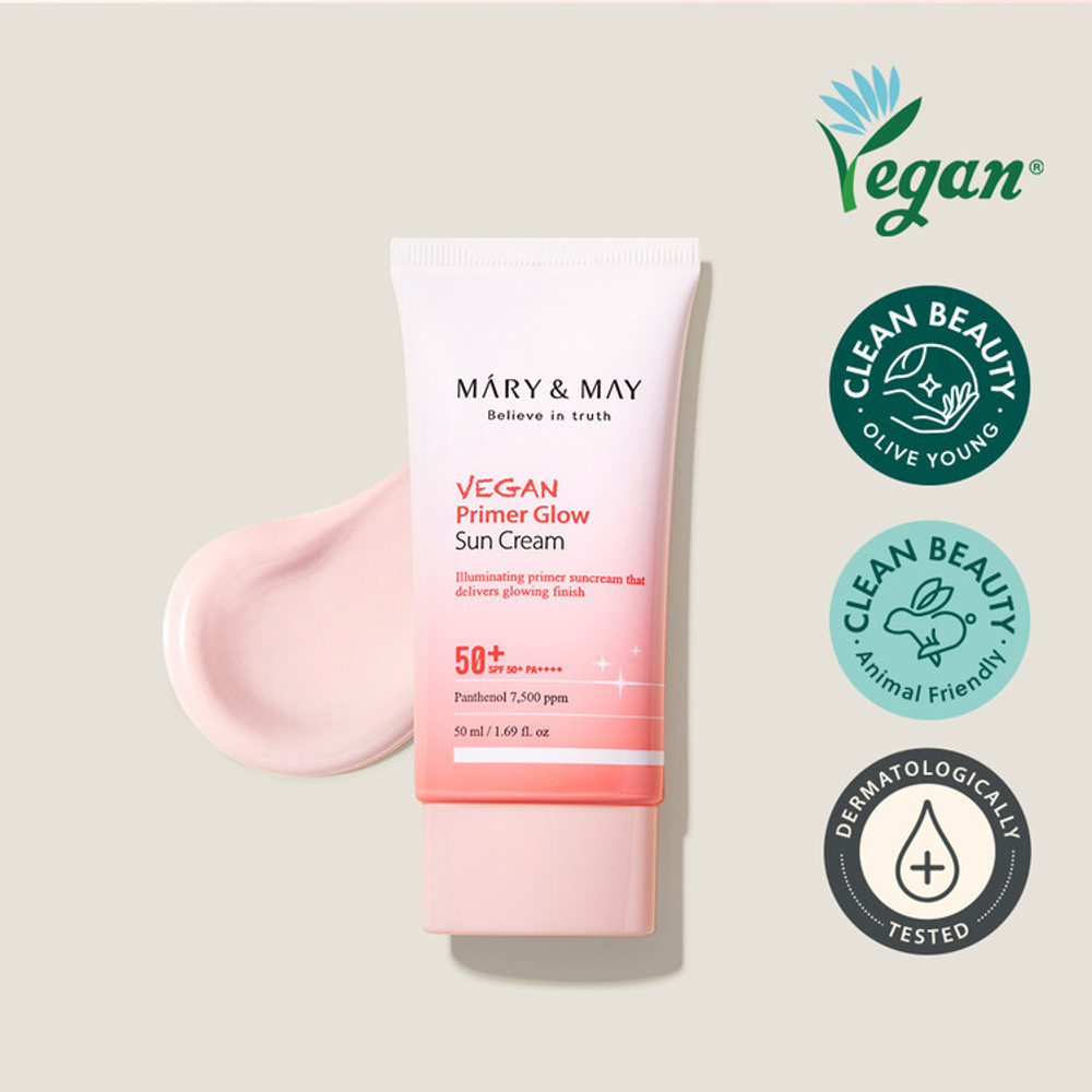 Mary&May Солнцезащитный крем-праймер для сияния кожи Vegan Primer Glow Sun Cream SPF50+ PA++++