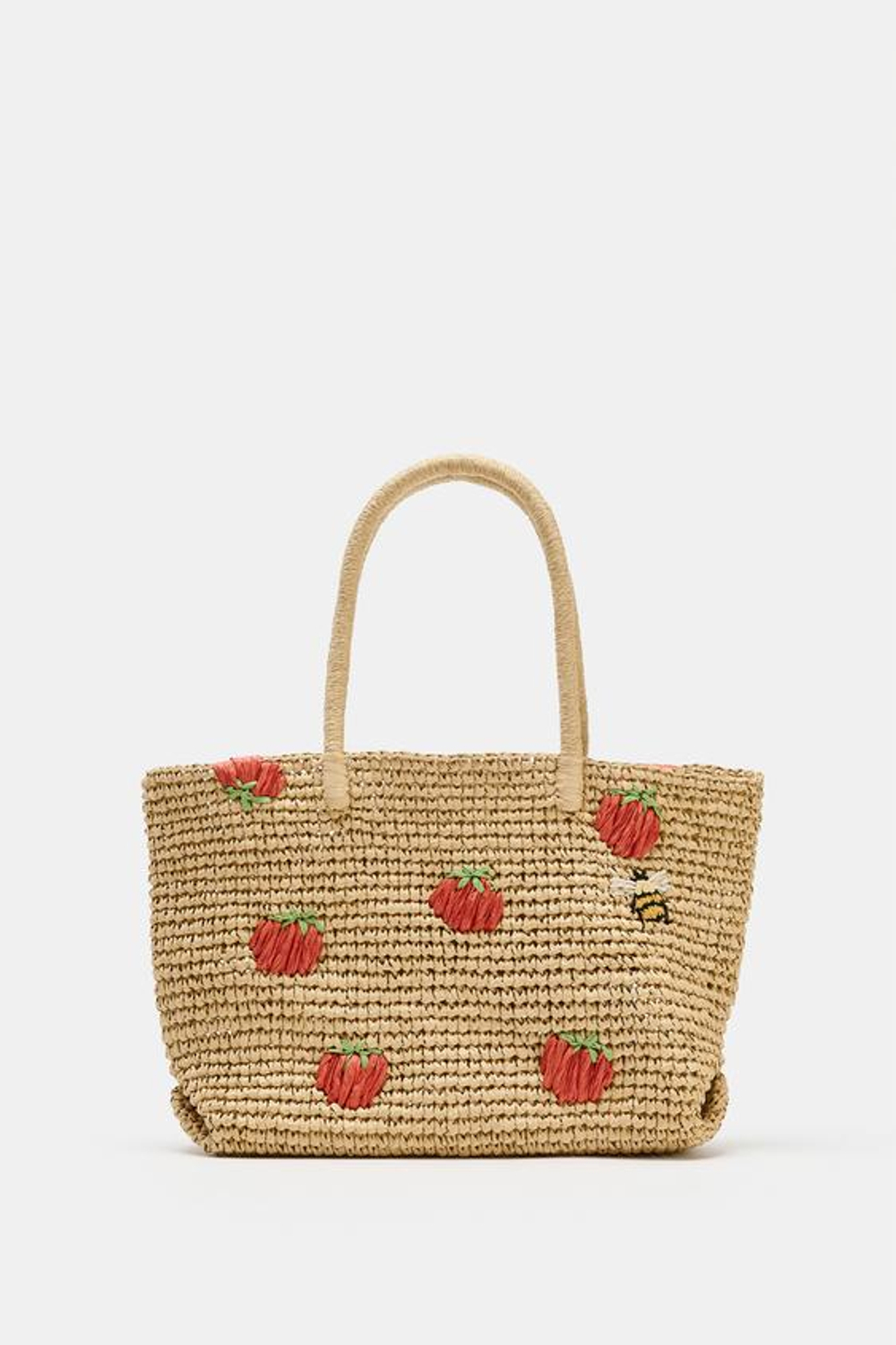 ZARA СУМКА-ШОПЕР С ВЫШИВКОЙ, СВЕТЛО-БЕЖЕВЫЙ