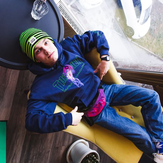 Сумка ТАЙНА поясная BLOCK-P Пламя фиол