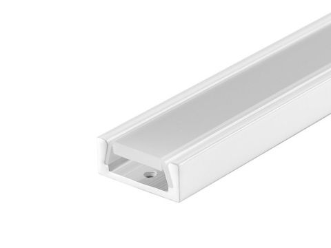 Профиль накладной алюминиевый для светодиодной ленты «БЕЛЫЙ МАТОВЫЙ» в комплекте с матовым экраном, заглушками и крепежем, 16х6х2000 мм