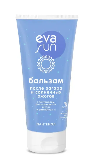 Бальзам после загара и солнечных ожогов Eva Sun SOS c пантенолом биокомплексом янтаря и витамином Е 175 мл