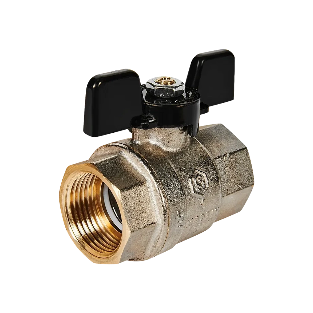 Кран шаровой полнопроходной STOUT - 1" (ВР/ВР, PN40, Tmax 150°C, ручка-бабочка черная)
