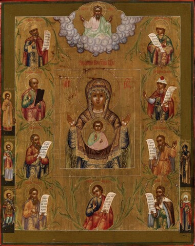 Знамение Курская-Коренная икона Божией Матери деревянная на левкасе
