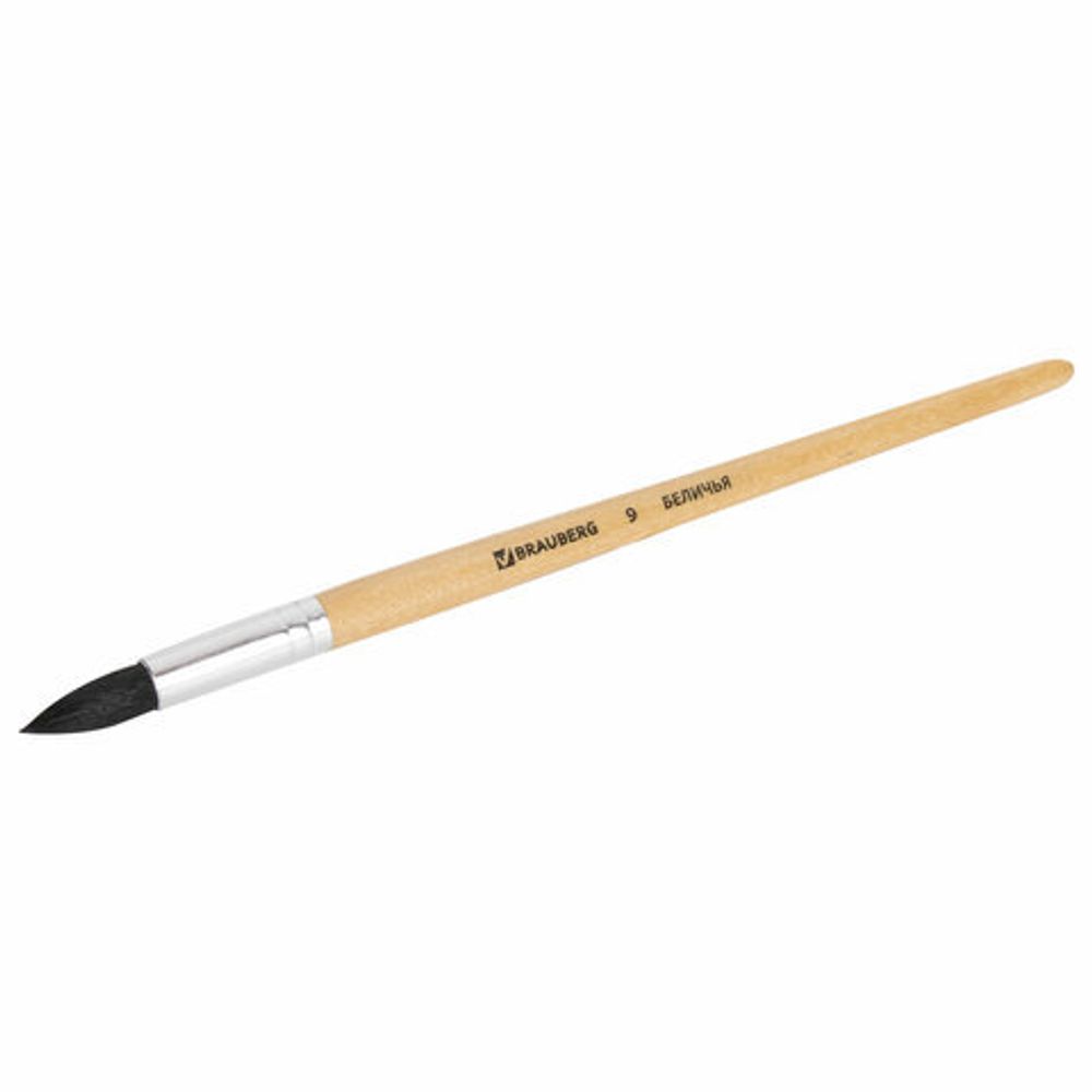 Кисть BRAUBERG, беличья, круглая, № 9, 200186