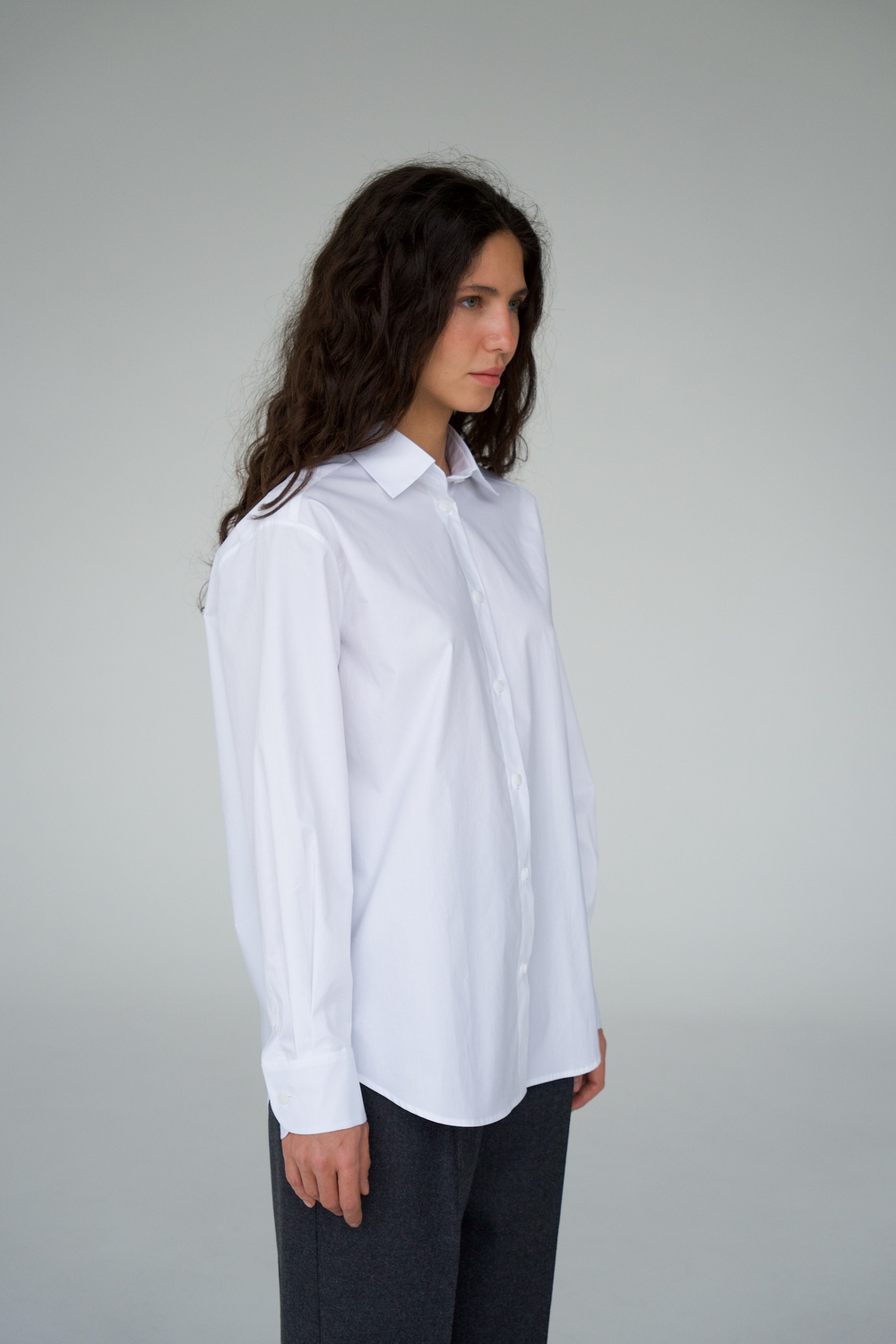 Рубашка с кокеткой из хлопка 100%. Цвет белый. №27 Тестовая модель.