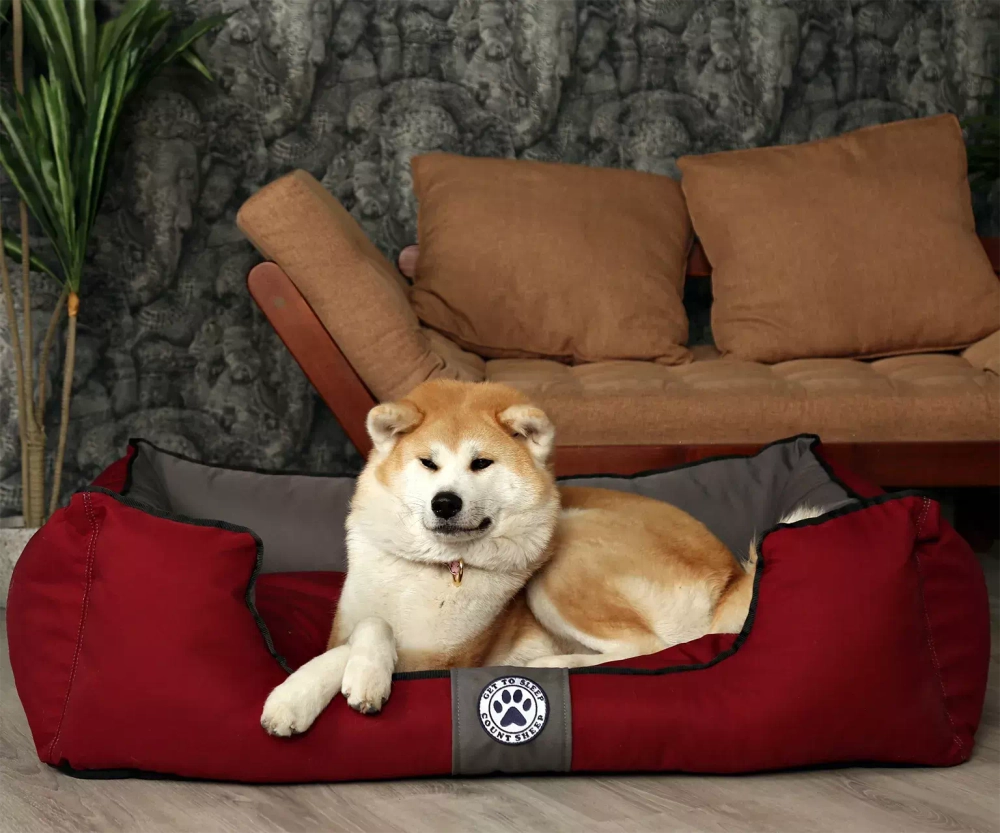 Лежанка для большой собаки разборная размер XL бордовая Царь-лежанка Lapalandia