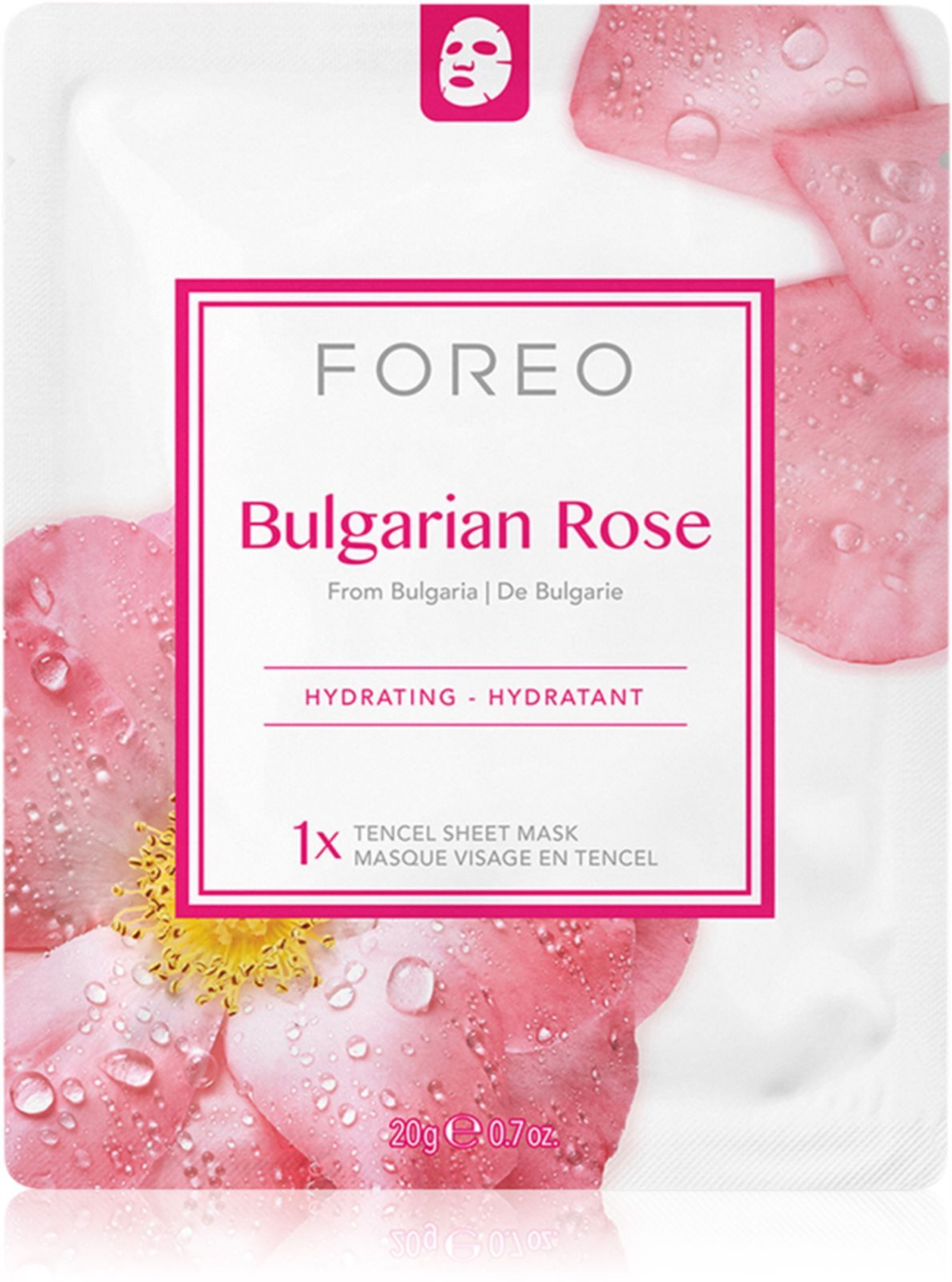FOREO Farm to Face Sheet Mask Bulgarian Rose - увлажняющая тканевая маска /   3x20  ml  / GTIN 7350120790255