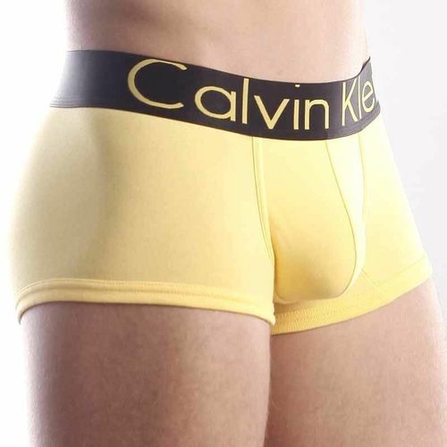 Мужские трусы хипсы желтые с черной резинкой Calvin Klein Steel Yellow Black Waistband Boxer