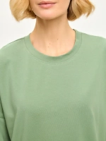 Футболка удлиненная с разрезами оверсайз оливковый