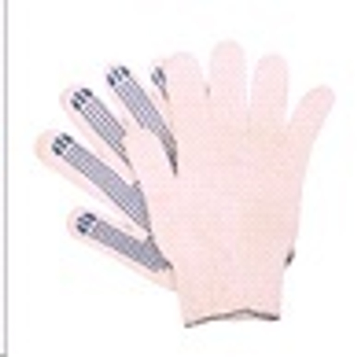 Перчатки трикотаж. 4-нитка белые с ПВХ  10класс  (раз.L- 9) уп.10 пар