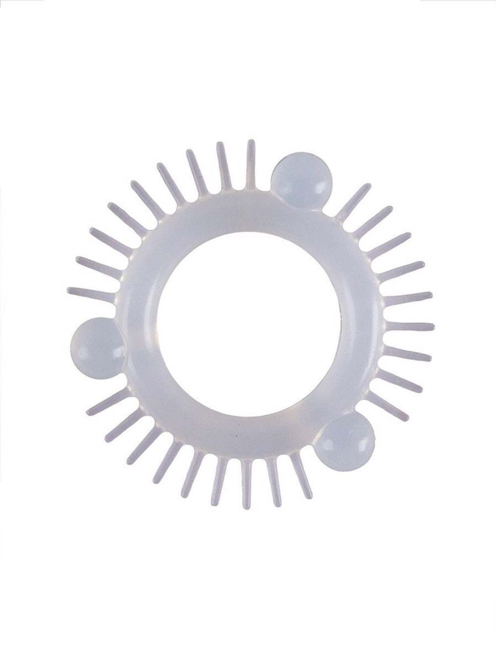 Эластичное эрекционное кольцо с 3 шариками и шипами (Цвет: белый)