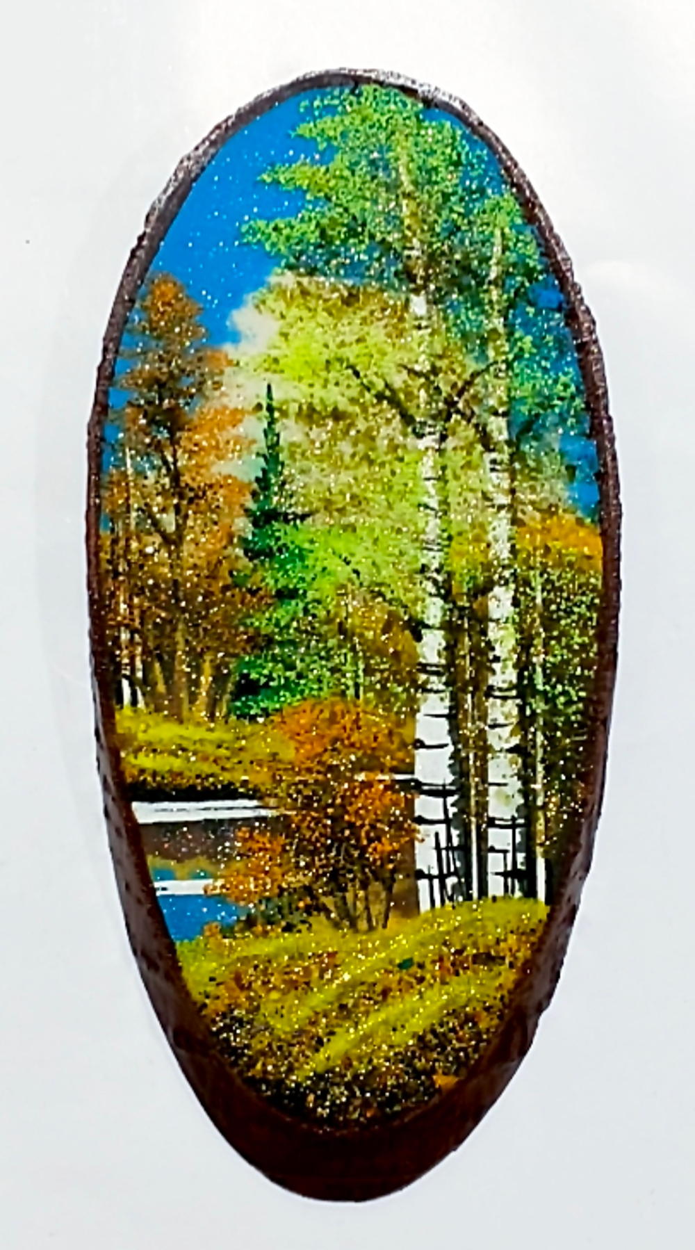 Панно на срезе дерева " времена года " 36см