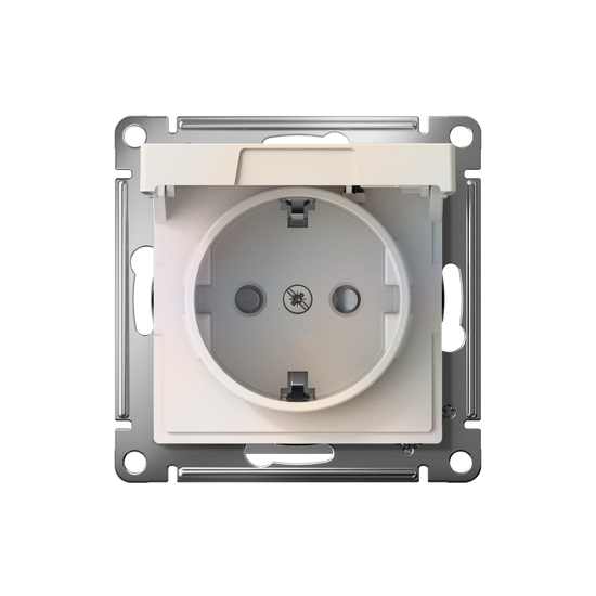 Розетка AtlasDesign 16А IP20 с заземл. защ. шторки с крышкой быстрозажим. клем. механизм жемчуж. SE ATN000446S