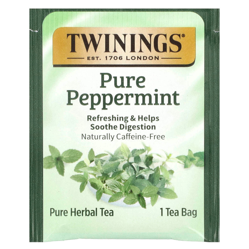 Twinings, Pure Herbal Tea, чистая перечная мята, без кофеина, 50 чайных пакетиков, 100 г (3,53 унции)