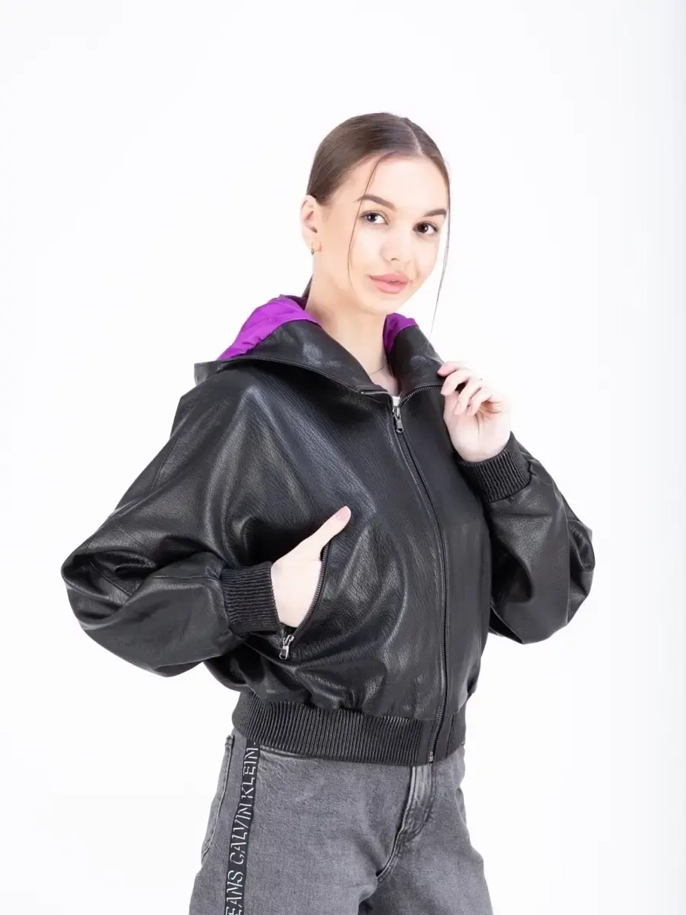 Куртка женская  кожаная оверсайз