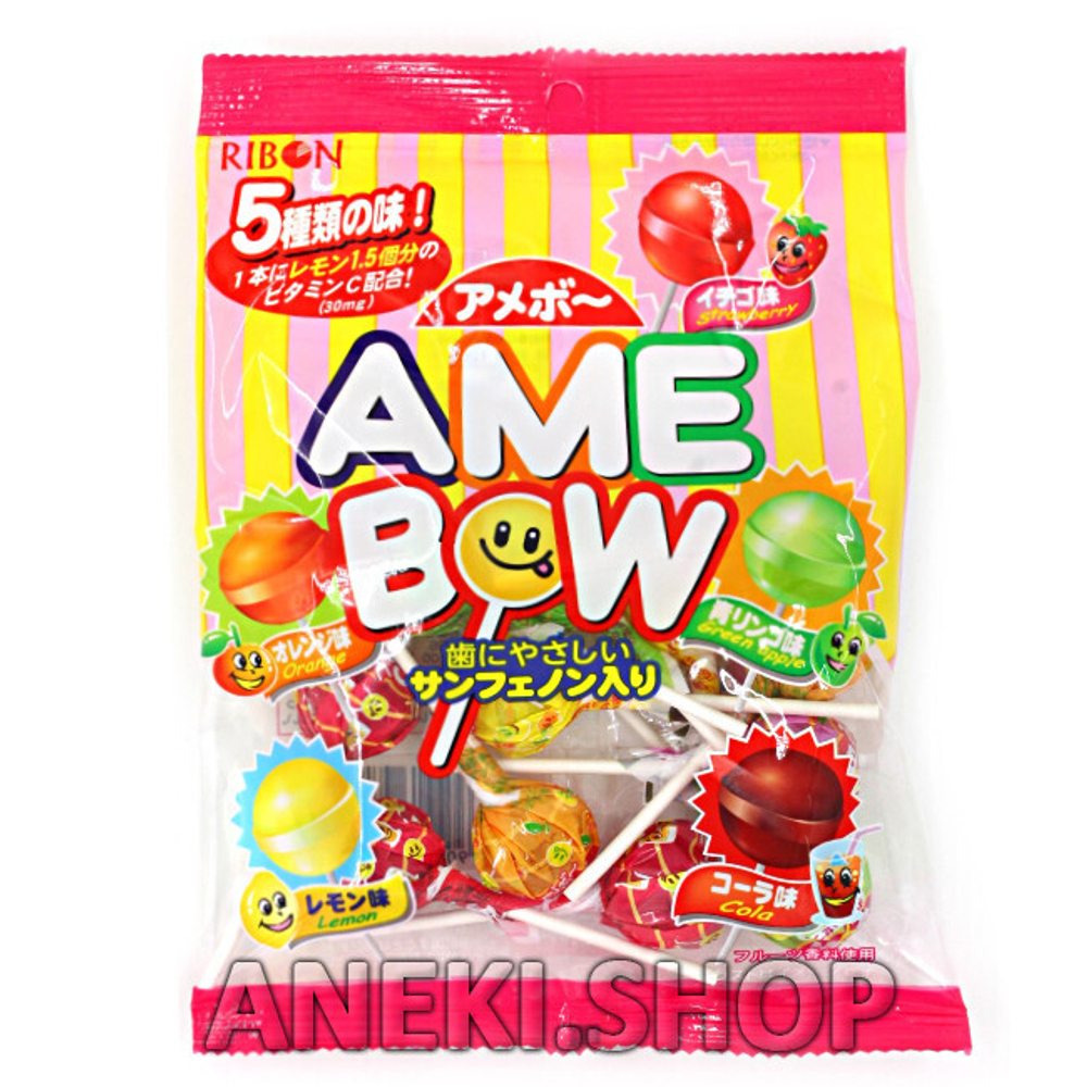 Леденцы на палочке ассорти «AMEBOW» 120 г 12 шт. RIBON