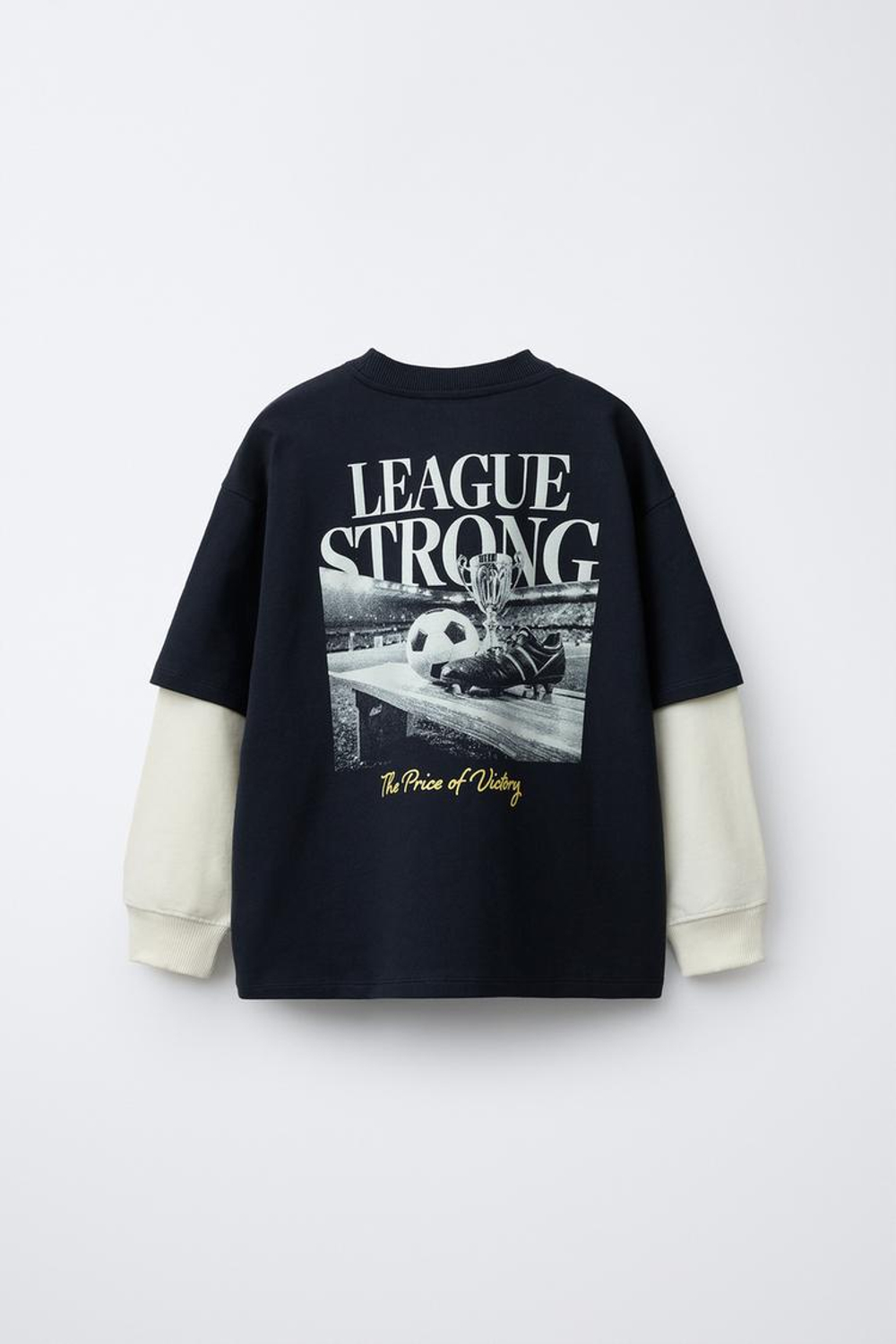 ZARA ЛОНГСЛИВ ФУТБОЛЬНЫЙ С ДВОЙНЫМИ РУКАВАМИ, МОРСКОЙ СИНИЙ