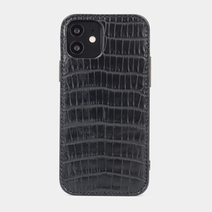 Накладка для iPhone 12/12Pro из кожи крокодила черного цвета