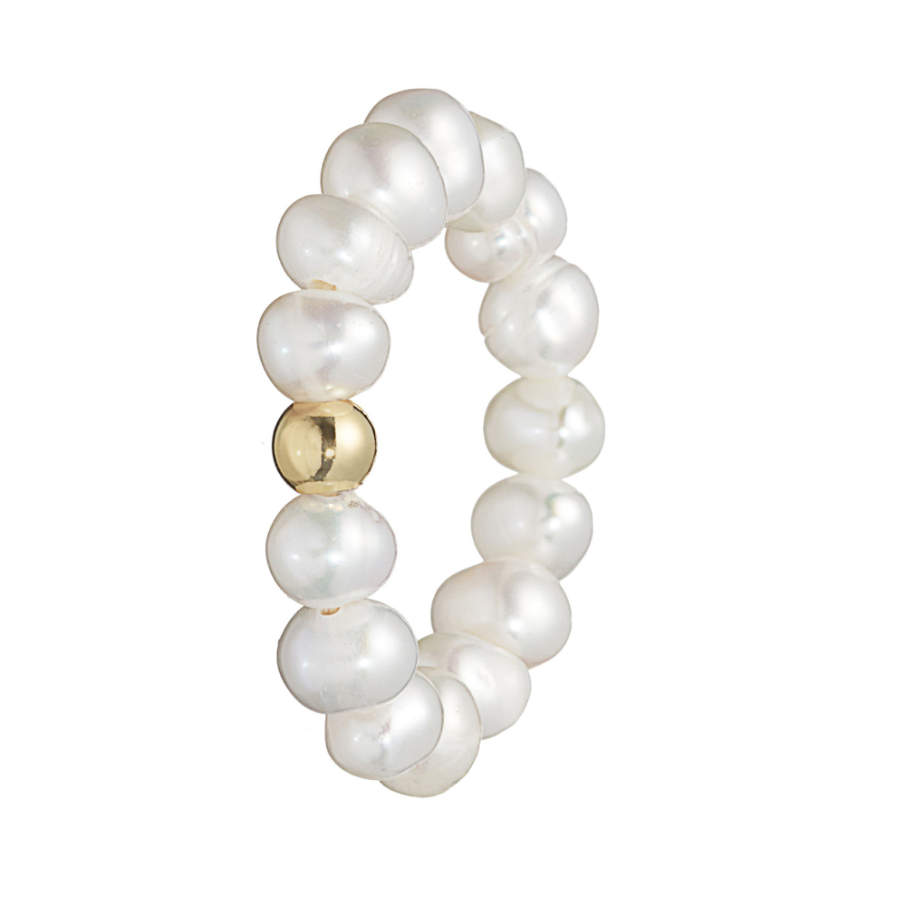 Кольцо-крупный натуральный жемчуг, золотой элемент