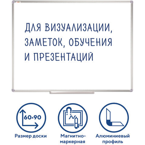 Доска магнитно-маркерная 60х90 см, алюминиевая рамка, Польша, STAFF Profit, 237721 или эквивалент