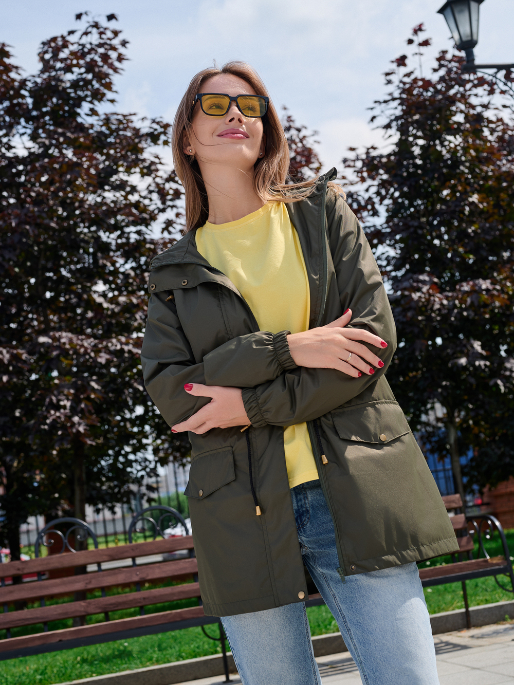 Ветровка женская "Грин" хаки