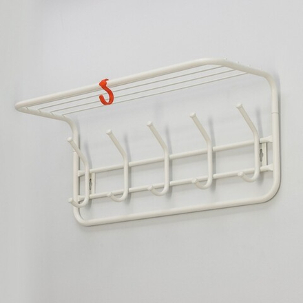 Вешалка настенная с полкой, 60 см, цвет белый