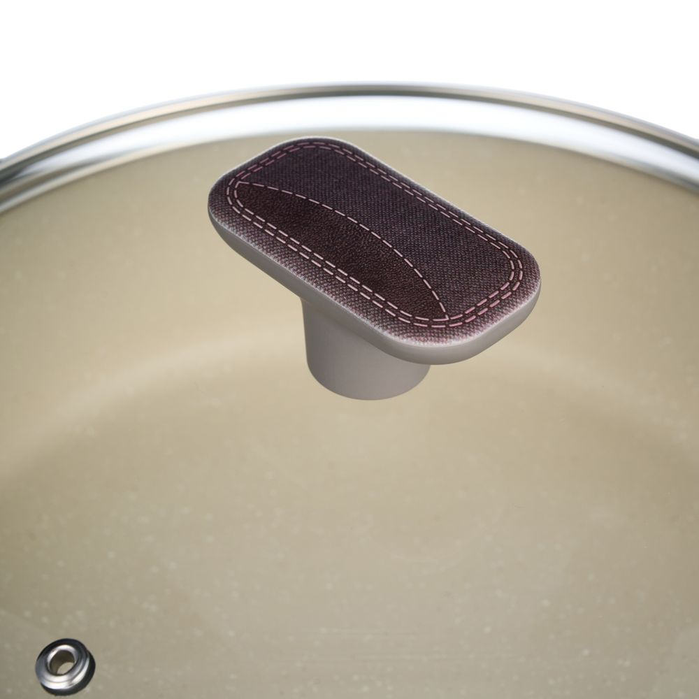 СОТЕЙНИК СО СТЕКЛ. КРЫШКОЙ И АНТИПРИГАРНЫМ ПОКРЫТИЕМ PFLUON MARBLE, 26*7,5 СМ