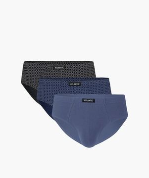 Мужские трусы (3шт) слипы классика Atlantic 3MP-148, темно-синий + серо-голубой + темно-голубой
