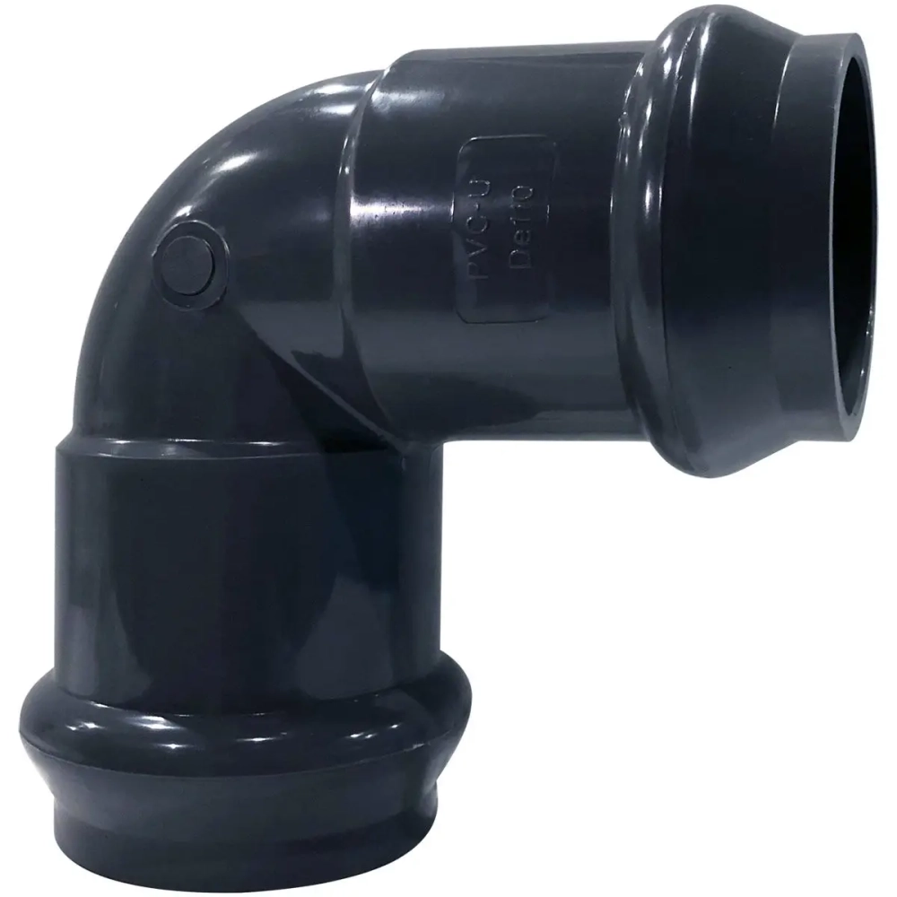 Отвод напорный НПВХ 125 двухраструбный под уплотнительное кольцо, цвет серый (Россия)