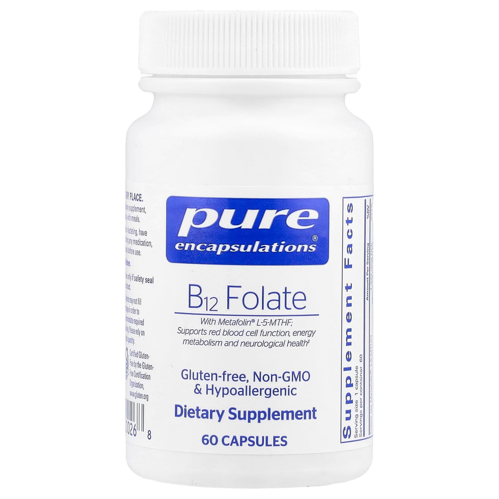 Pure Encapsulations, Фолат B12, 60 капсул
