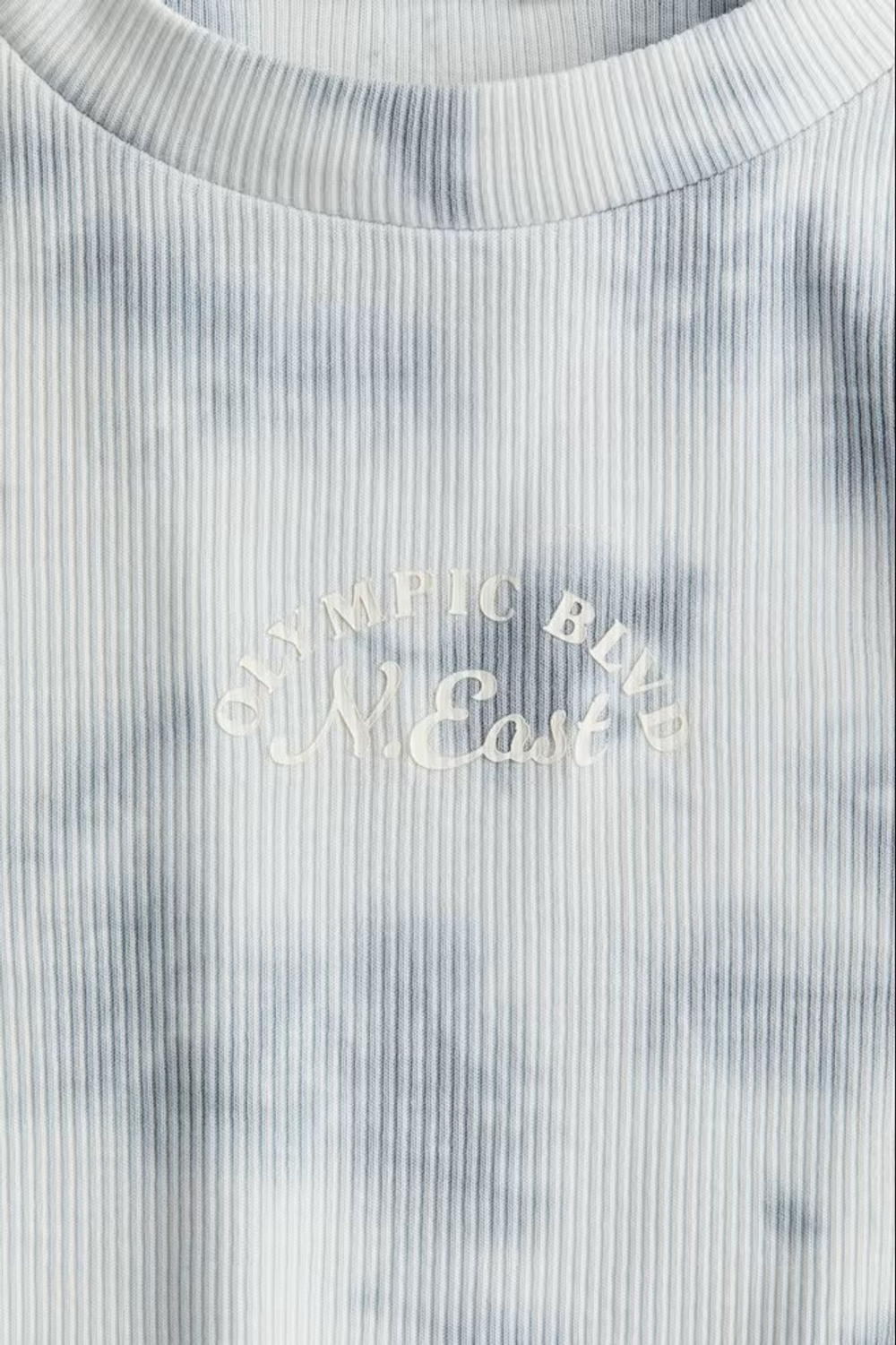 H&M Трикотажный топ в рубчик, светло-голубой