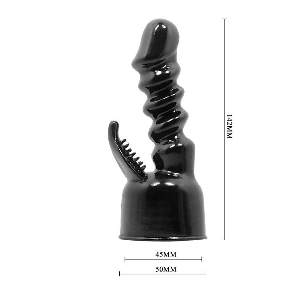 Чёрная насадка на вибромассажёр для клиторально-вагинального массажа (Цвет: черный)