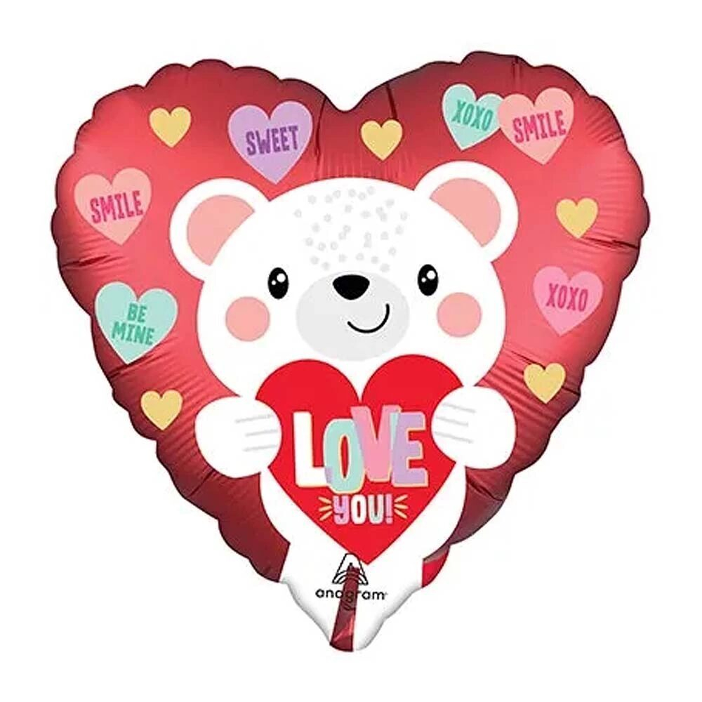 Шар Мишка белый Love you, 45см