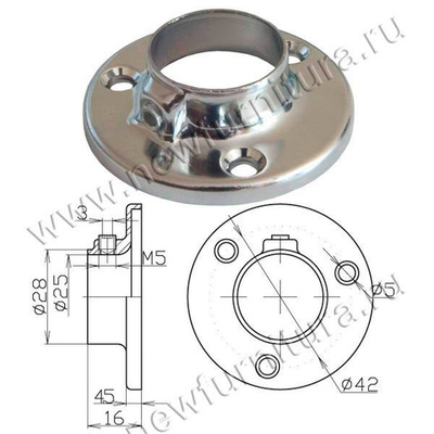 Штангодержатель  на трубу 25 мм (флянец) (12321)