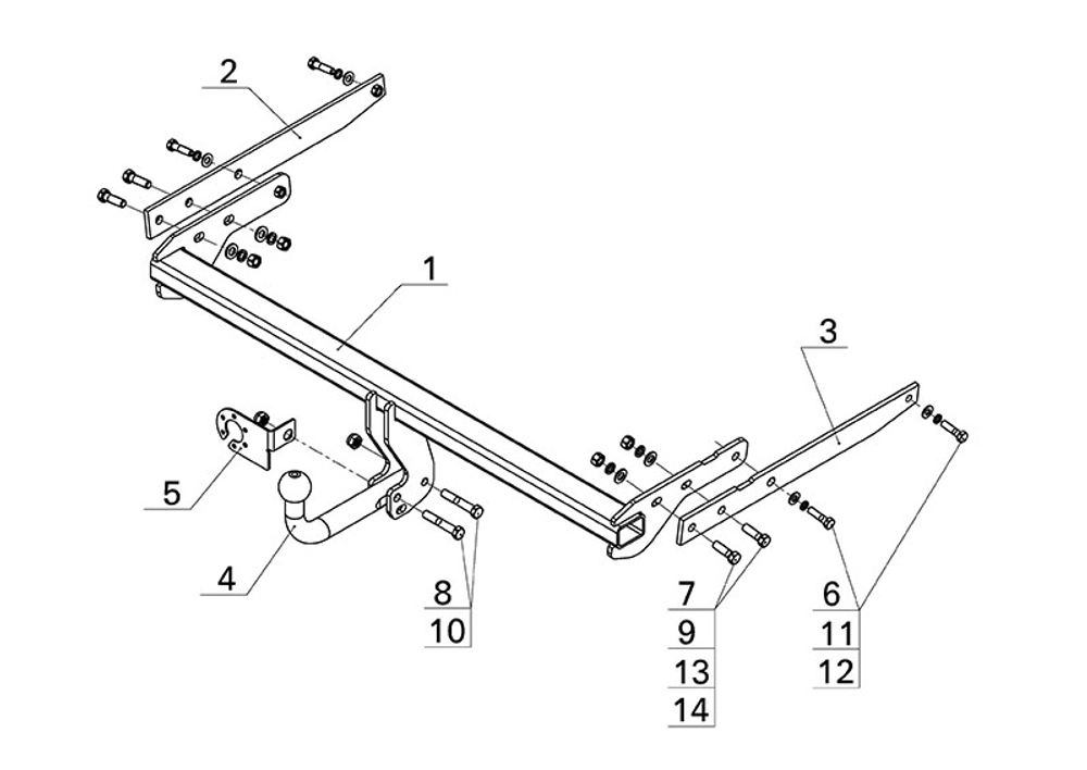 Фаркоп для Ford Kuga 2013-2019 Тип шара: A. Нагрузки: 2000/100 кг, FD 31