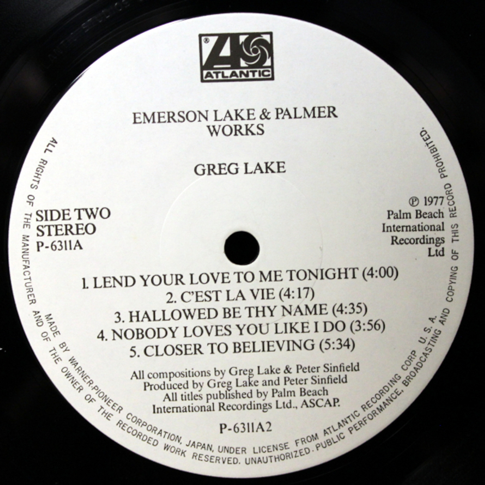 Emerson, Lake & Palmer / Works Volume 1 (2LP)