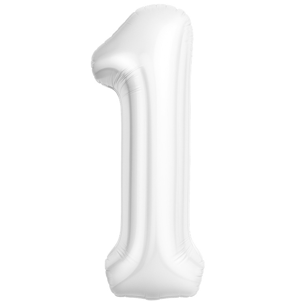 Шар фольгированный Цифра 1 101 см (Белый)