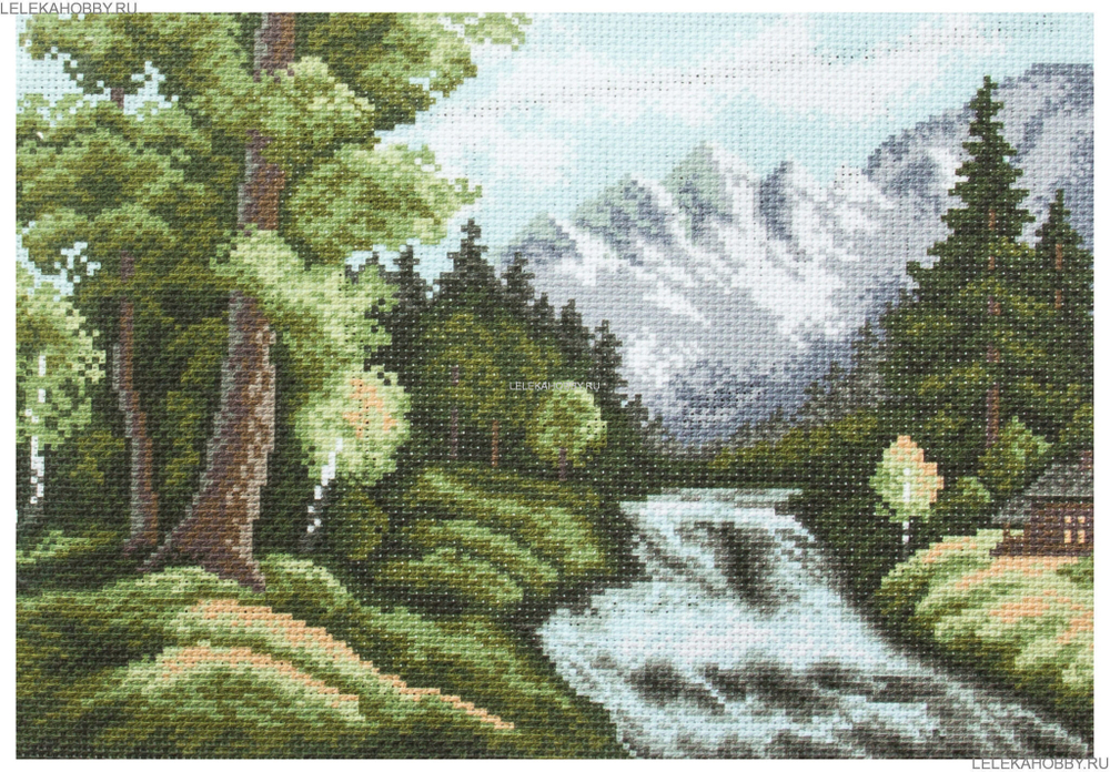 "Горная река"-0397 канва с рисунком