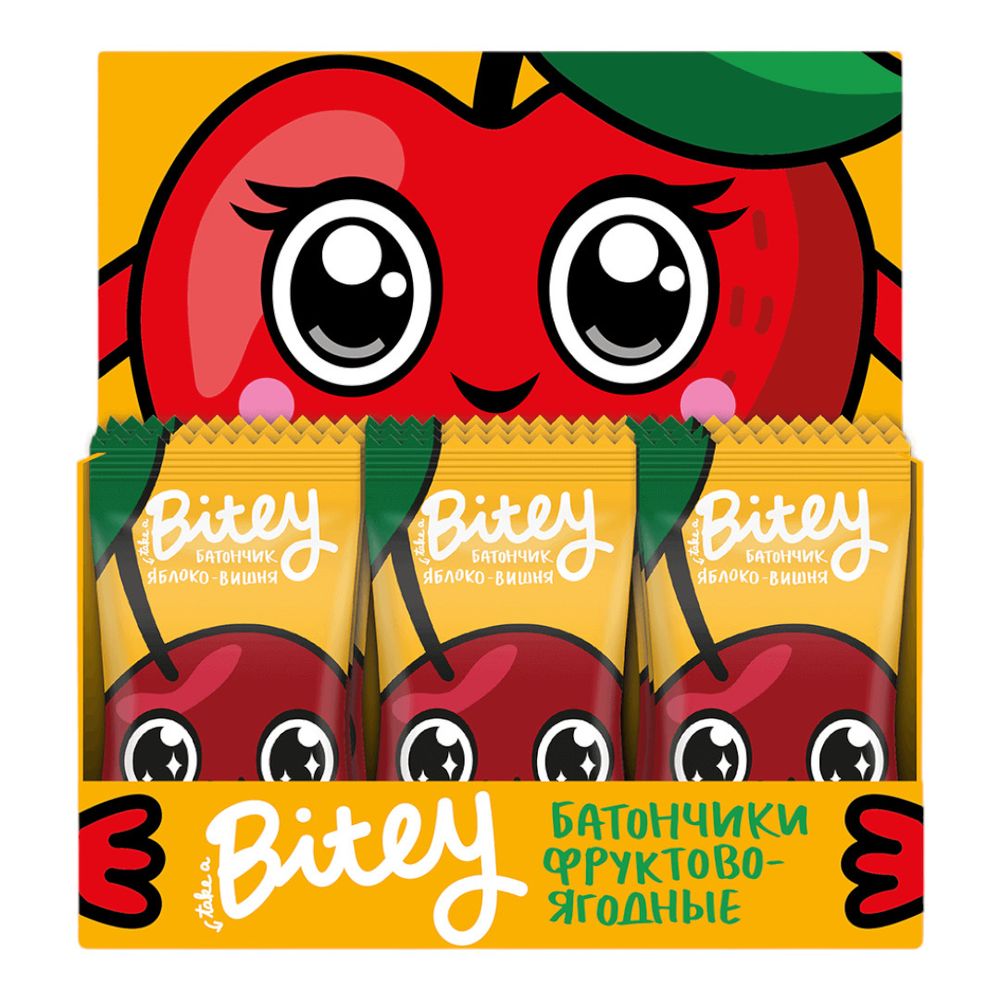 Детский фруктово-ягодный батончик Bitey «Яблоко-Вишня», 25 гр (Bite)