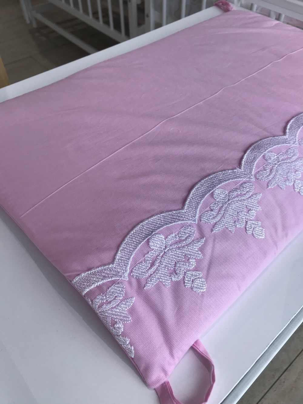 Комплект в кроватку 6-ти предметный "Нежность" с кружевом(розовый цвет), поплин