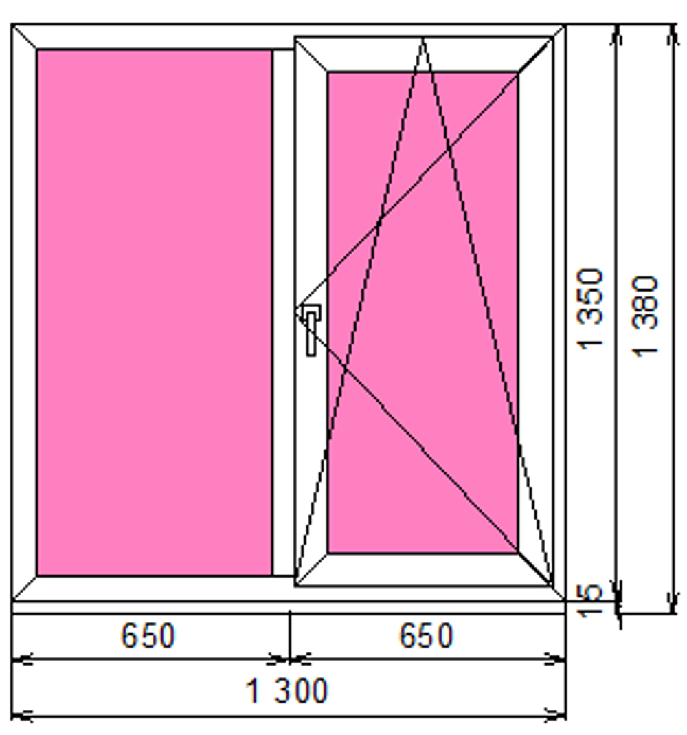Пластиковое окно 1350 х 1300 ТермА Эко