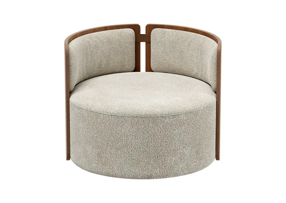 Кресло крутящееся Lagom 800 (молочный букле, орех)