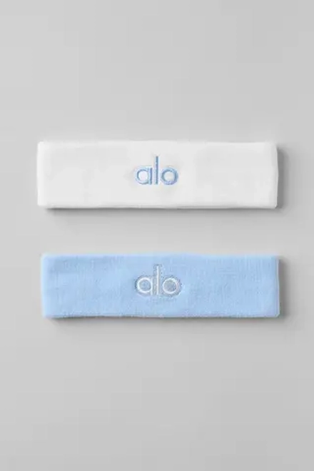 Alo yoga Спортивная повязка на голову (2 шт.), белый/светло-голубой