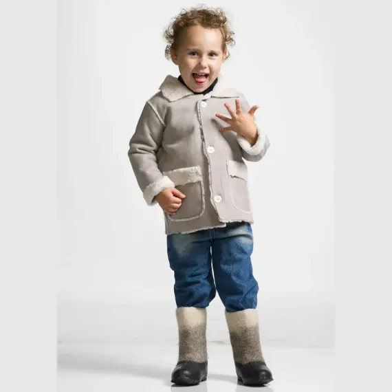 Детская дубленка Ramili Ricamo Grigiolato